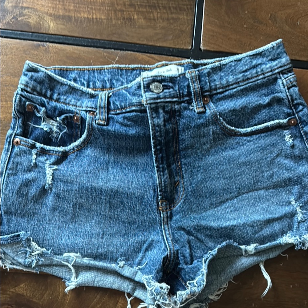 Abercrombie & Fitch Blue Jean Shorts Distressed Raw Hem